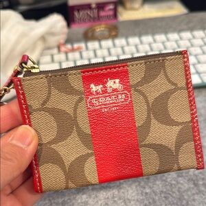 Coach Red and Brown Card Holder